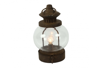 Kovová LED lucerna Margido rezavá, 20 cm