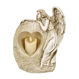 LED anděl polyresin se svíčkou 20 x 12 x 25,5 cm