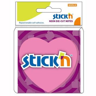 Notes samoprzylepny różowe serce 76x76 mm