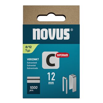 Novus sponky s úzkým hřbeterm, typ C, 4/12 mm, 1000 ks
