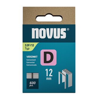 Novus tenké, ploché drátové sponky typ D, 53 F/12 mm, 600 ks Novus tenké, ploché drátové sponky typ D, 53 F/12 mm, 600 ks