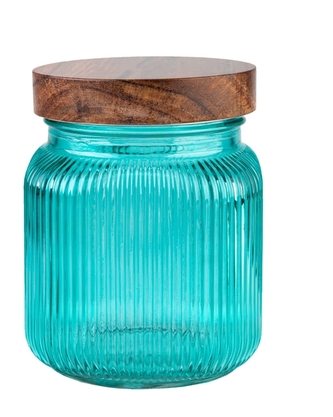 DuraHome Dóza s dřevěným šroubovacím uzávěrem, 1l, tyrkys