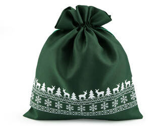 Vánoční dárkový pytlík 30x35 cm - 1 ks - 2 zelená tmavá