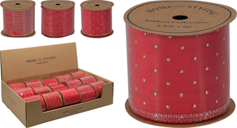 WSTĄŻKA 6,3 CM X 3 M CZERWONA 3ASS