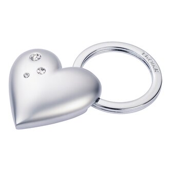 TROIKA klíčenka - matné srdíčko, kovová, Swarovski, stříbrná