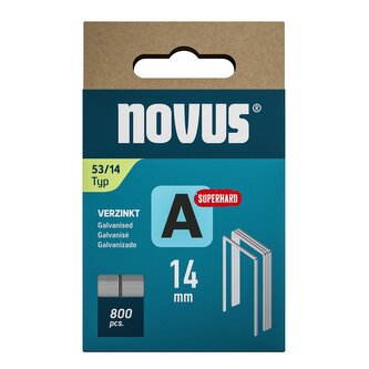 Novus tenké, drátové sponky typ A, 53 F/14 mm, Super Hard, 800 ks Novus tenké, drátové sponky typ A, 53 F/14 mm, Super Hard, 800 ks