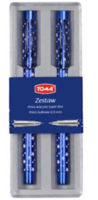 Zestaw pióro kulkowe + wieczne w gwiazdki TOMA