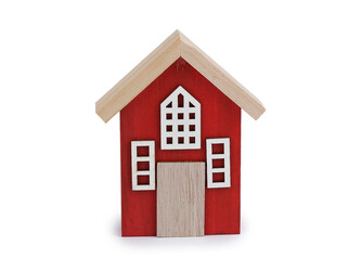 Dekorace celodřevěný domeček - 1 ks - 1 červená