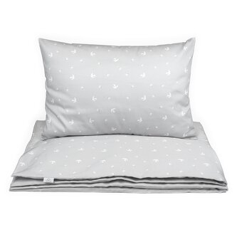 Detské obliečky SOFTELLO 90x130cm - svetlosivé vtáčiky