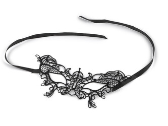 Karnevalová maska - škraboška krajková - 1 ks - 4 černá