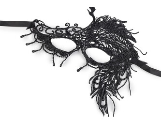 Karnevalová maska - škraboška krajková - 1 ks - 8 černá