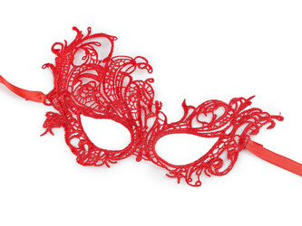 Karnevalová maska - škraboška krajková - 1 ks - 2 červená