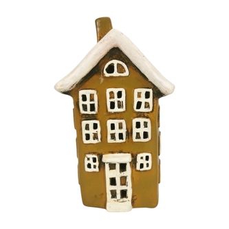 Keramický domeček LED zelenohnědý, 21 cm