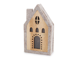 Filcový domeček svítící - 1 ks - 1 šedobéžová