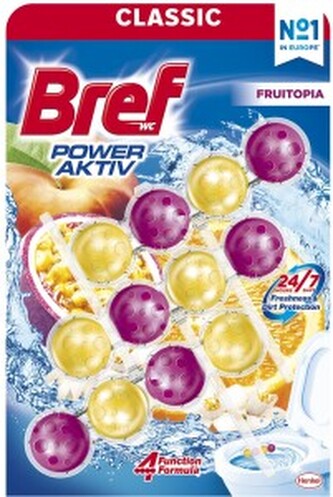 Bref Power Aktiv Fruitopia, WC blok v kuličkách, 3 x 50 g
