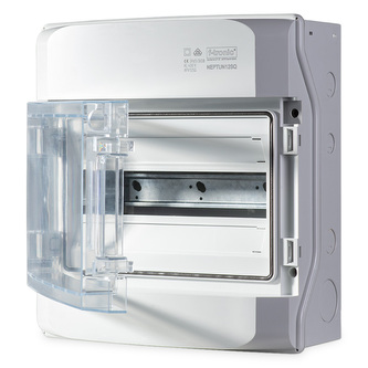 Rozvaděč NEPTUN 12 12mod. na omítku, průhl. dveře, 340x310x150mm Rozvaděč NEPTUN 12 12mod. na omítku, průhl. dveře, 340x310x150mm