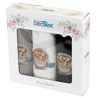 Dárková sada vaflových utěrek 3 ks Káva s láskou