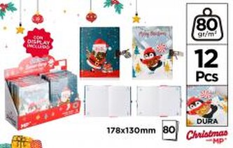 Notes pamiętnik z kłódką Mikołaj / pingwinek MIX