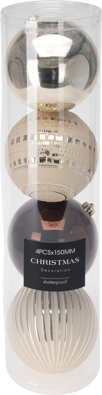 Bombka świąteczna 4sztuki 4x150mm bursztynowa