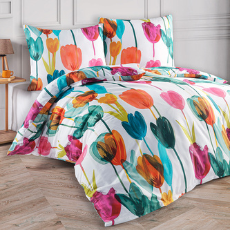 Saténové povlečení Tulipi Velikost: 140x200 + 70x90 cm
