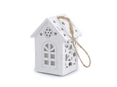 Dřevěný domeček svítící k zavěšení - 1 ks - 3 bílá