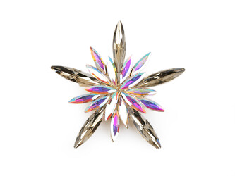 Brož s broušenými kamínky vločka - 1 ks - 1 crystal AB