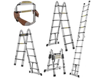 Multifunkční teleskopický žebřík 3,8m, 150kg, hliníkový GEKO