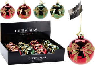 Bombka z kokardką 80MM KOKARDA 4ASS