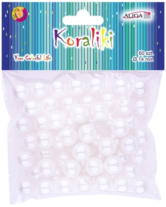 Koraliki plastikowe PJ-9517 perłowe, rozm. 14mm, op. 60szt., Aliga