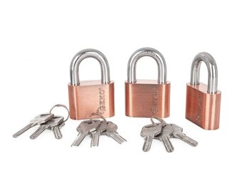 Sada 3ks poniklovaných visacích zámků na jeden klíč, 50mm GEKO