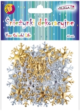 Śnieżynki dekoracyjne GW-8312 złote i srebrne, rozm. 3,5cm, op. 40szt., Aliga