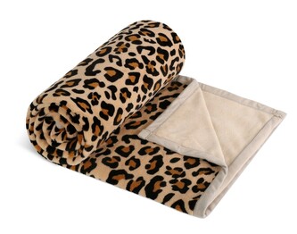 Přikrývka Korall micro jednolůžko - Béžová,Černá,Hnědá - 150x200 cm