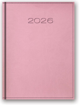 Kalendarz książkowy A5 2026 dzienny pudrowy róż