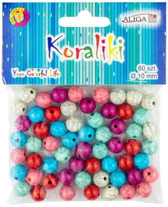 Koraliki plastikowe dekoracyjne PJ-0644 rozm. 10mm op.60szt., Aliga