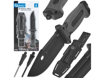 Nůž taktický BLACK SURVIVAL SERIES, 275/135 mm s pouzdrem - GEKO