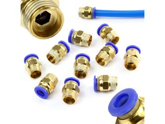 Spojka pneumatická, přímá nástrčná PC s vnějším závitem1/4" pro PA, PU, PE hadice 8mm, sada 10ks MAR-POL