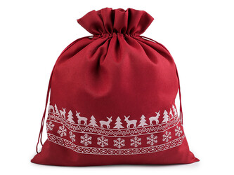 Vánoční dárkový pytlík 30x35 cm - 1 ks - 5 (23) červená tmavá