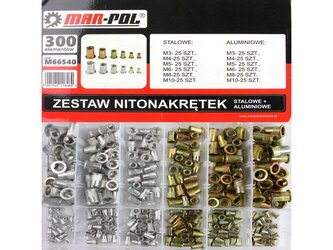 Nýtovací matice, sada 300ks, M3-M10, ocelové MAR-POL