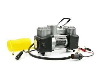 Dvoupístový kompresor do auta 10bar, 12V s LED svítilnou a příslušenstvím GEKO