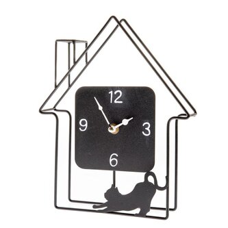 Kovové hodiny s kočkou   - nástěnné / na postavení , 0/24