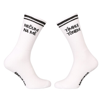 Ponožky Nedeto sportovní vysoké Nečum na mě bílé (1NOBT8) S