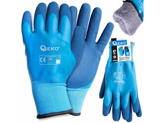 Voděodolné, zimní pracovní rukavice, bavlna - latex, velikost 10 - GEKO