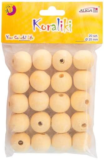 Koraliki drewniane PJ-2754 25mm op. 20szt., Aliga