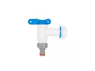 Zahradní ventil PP vstup 3/4", koncovka 3/4" s konektorem, bílý