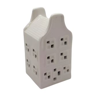 Keramický domeček LED, bílý, 9 cm