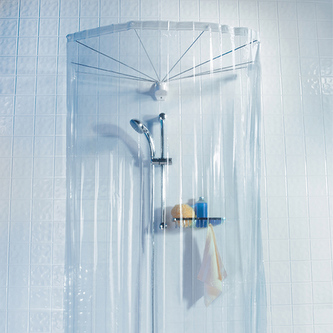 Spirella sprchový závěs pro kruhový držák OMBRELLA, průhledný, 200 x 170 cm, PEVA