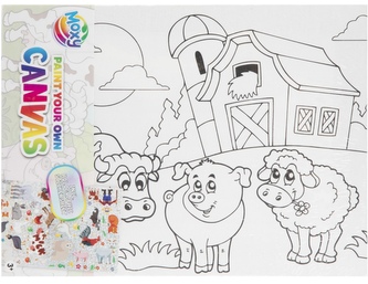 Malování na plátno, barvy, samolepky a štětec - Farma 20 x 15 cm