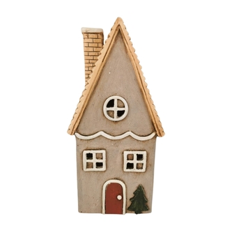 Keramický domeček LED, šedý, 39 cm