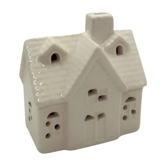 Keramický domeček LED, bílý, 8 cm