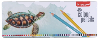 Kredki 45-kol. w metalowym pudełku żółw, Bruynzeel